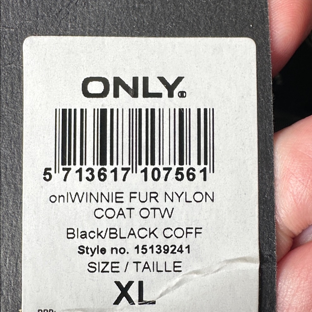 Only Black Quilted Hooded Puffer Coat with Faux Fur Trim - Picture 6 of 6